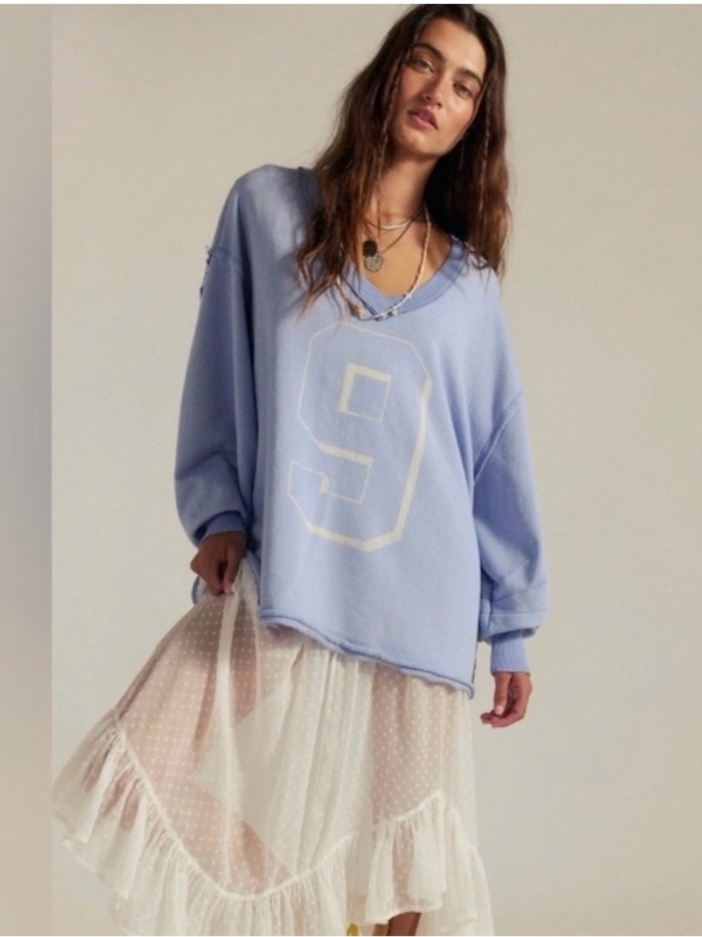 Free people We The Free Venice V-Neck Sweatshirt. NWT dawn breeze combo 9